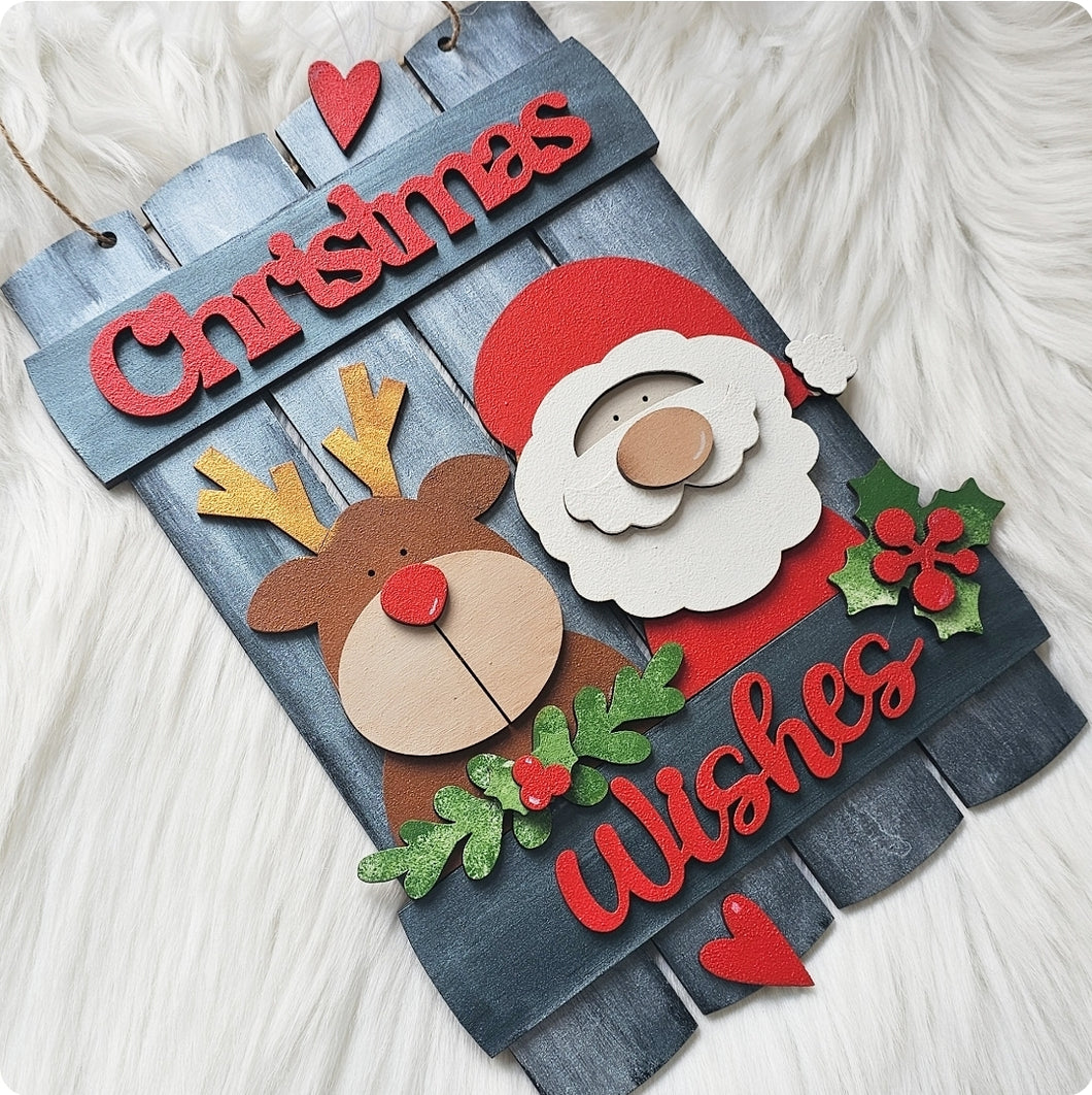 Christmas Wishes Sleigh Style Plaque