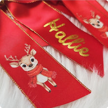 Load image into Gallery viewer, Red &amp; Gold Personalised Bow
