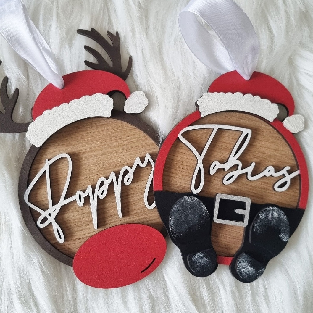 Personalised Santa or Reindeer Baubles